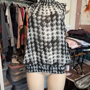 SereNade Black and White‎ Polka Dot Tank Top Size Large